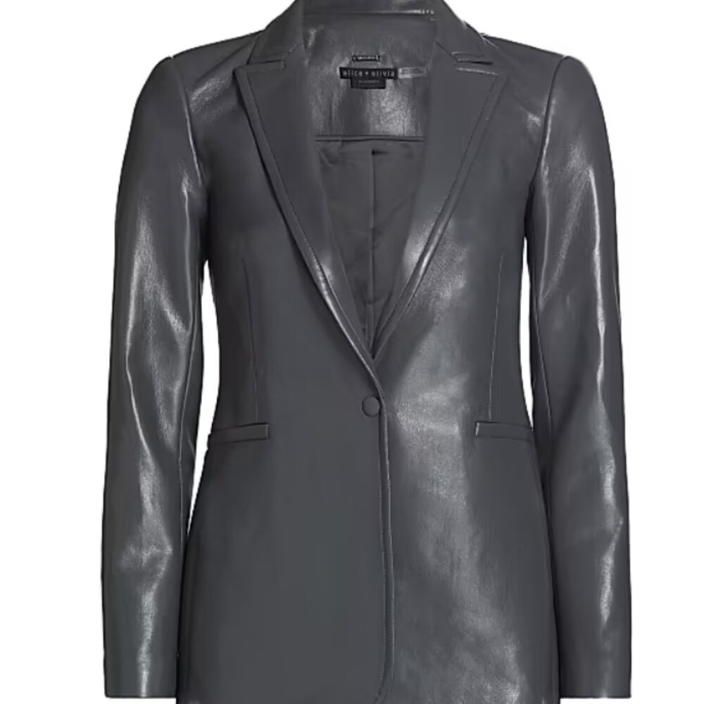 ALICE and OLIVIA Faux-Leather Blazer